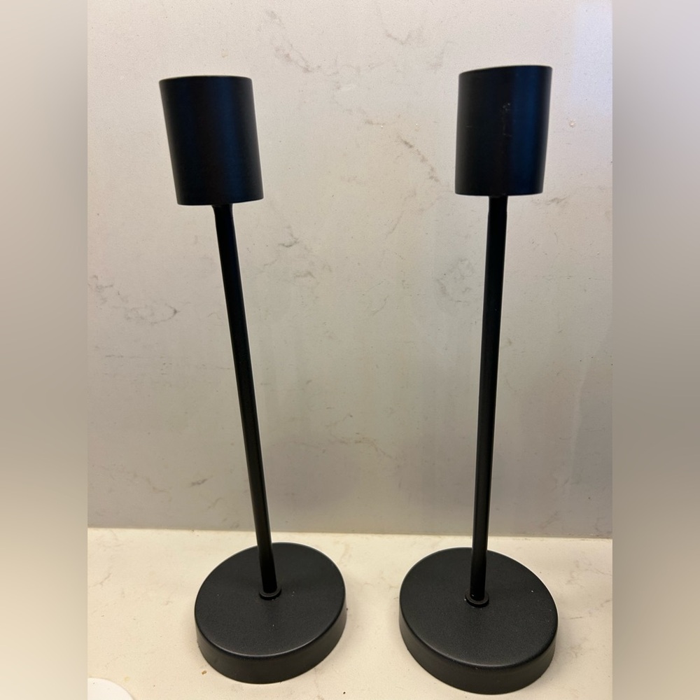 Indigo Oui Modern/Minimal Black Metal Taper Candle Holders